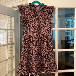 Ruffled Brown/Navy Dress